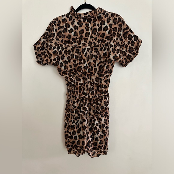 easel Leopard Print Button Front Romper - Picture 3 of 5